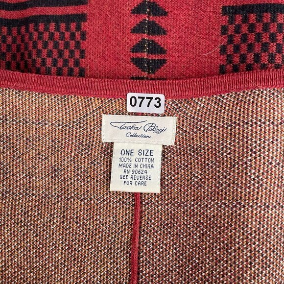 Tasha Polizzi Collection Aztec Southwestern Fringed Hem V-Neck Poncho Women OS - Picture 5 of 10